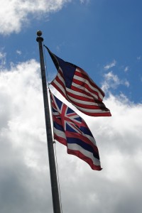 Hawiian and American flag